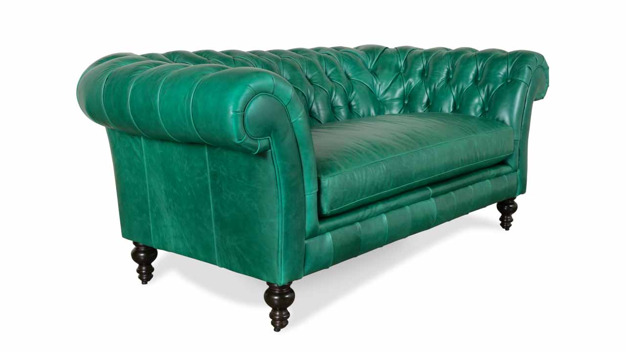 English Chesterfield Leather Loveseat, Chesterfield Leather Loveseat