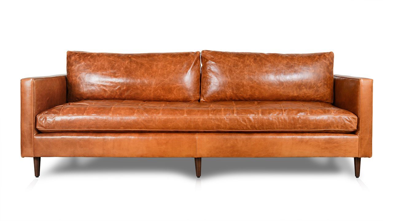 madison small leather sofa
