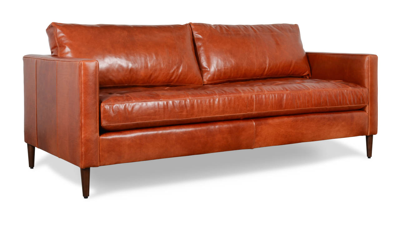 madison home usa mid century leather sofa