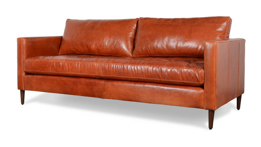 madison mid century top grain leather sofa set