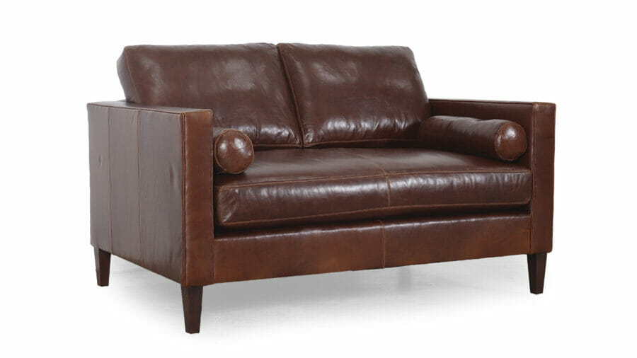 Madison Loveseat Bench Cushion 56 x 38 Leather MG Mont Blanc Bourbon Legs 2000 Square Taper Walnut PO 11196