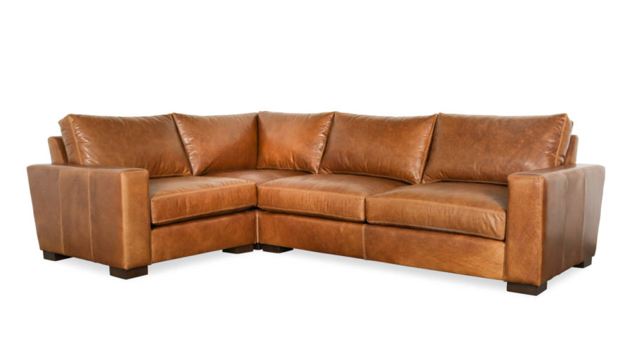 Monroe Square L Leather Sectional 83 x 116 x 42 Berkshire Chestnut 1