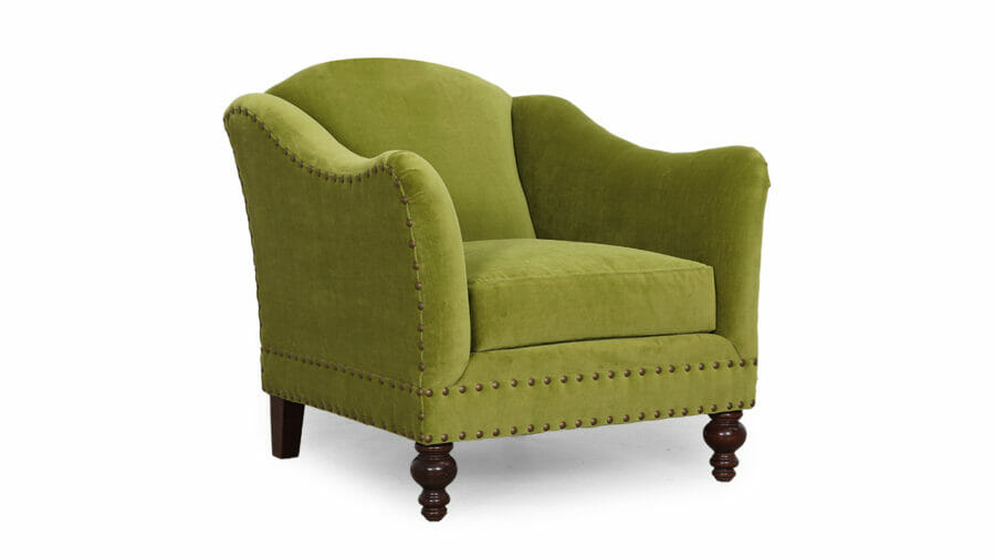 Raleigh Fabric Chair 35 x 34 Cannes Midori 8500 Walnut Finish 01 Natural Brass Standard 9822