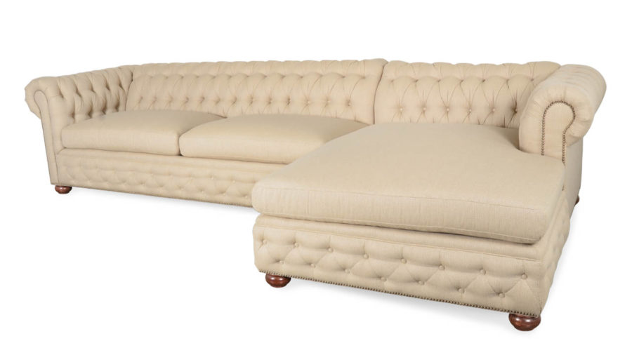 Traditional Chesterfield Single Chaise Fabric Sectional Customer Owned Material by COCOCO Home