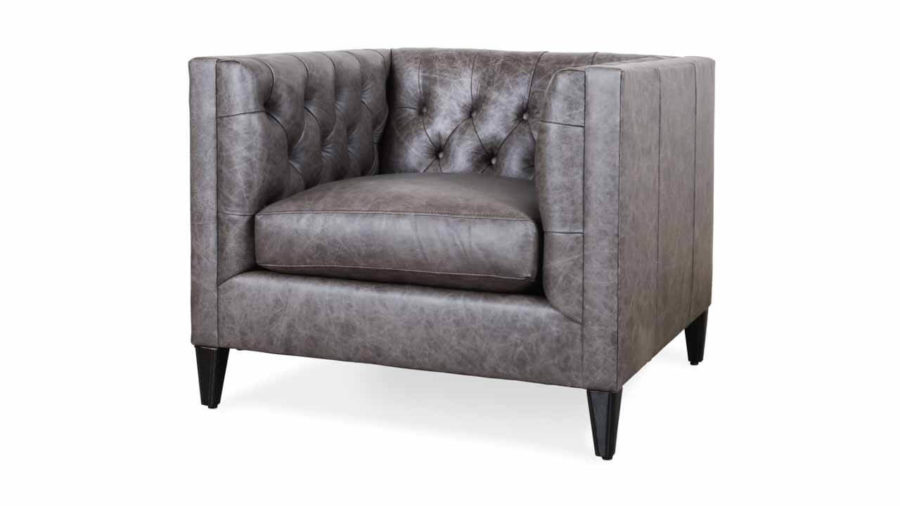 Belmont Leather Chair 37 x 35 Saloon Grey 2 1