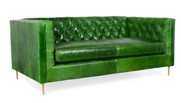 Belmont Leather Loveseat Moore Giles, Biltmore Bell Pepper by COCOCO Home, mid century modern