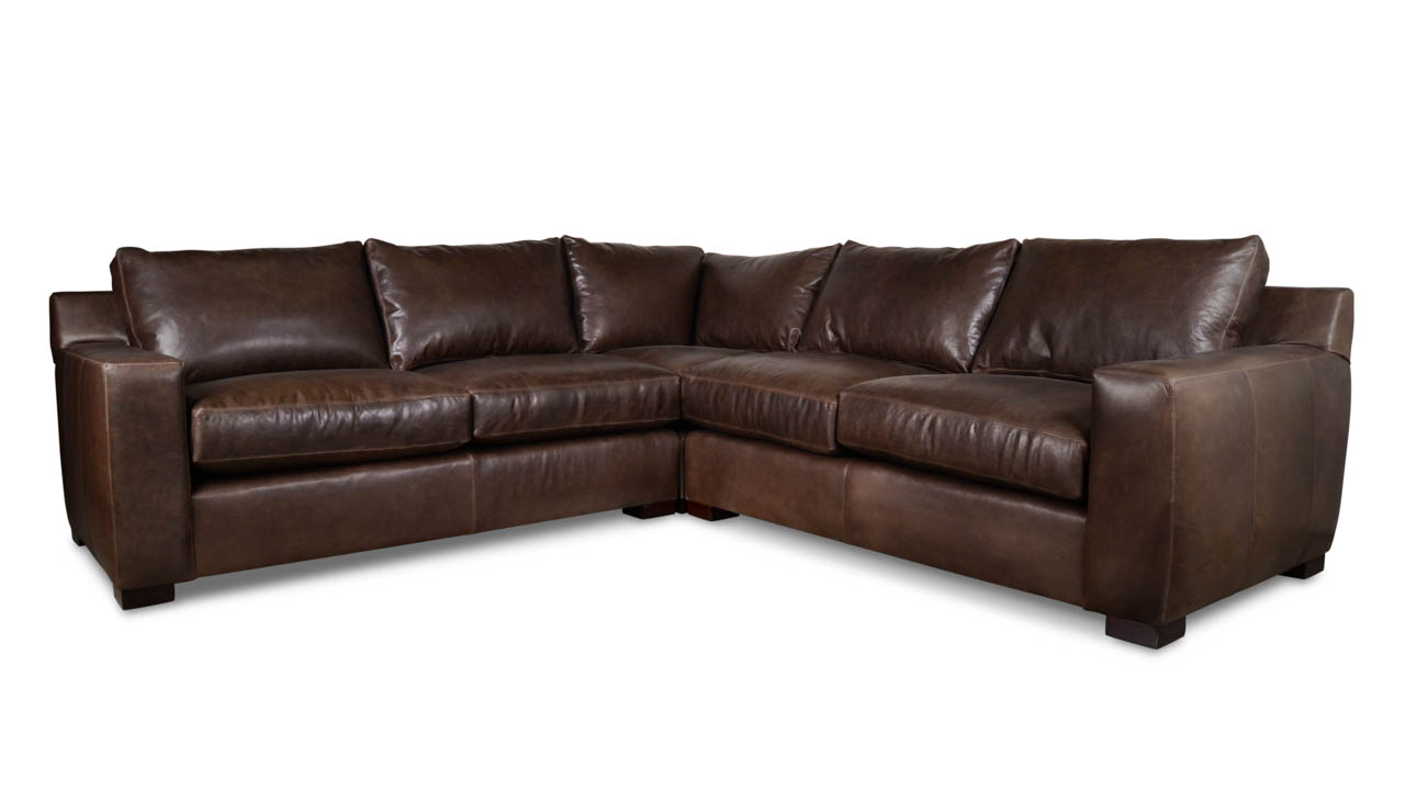 Cococo Home, Contemporary Leather Sectional,Durham Square Corner Leather Sectional 106 x 106 x 38 Berkshire Anthricite