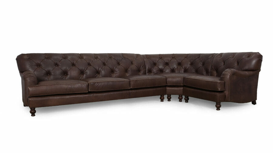 Eastover Radius L Leather Sectional 144 x 84 x 42 Berkshire Anthracite 8502 Walnut PO 10559