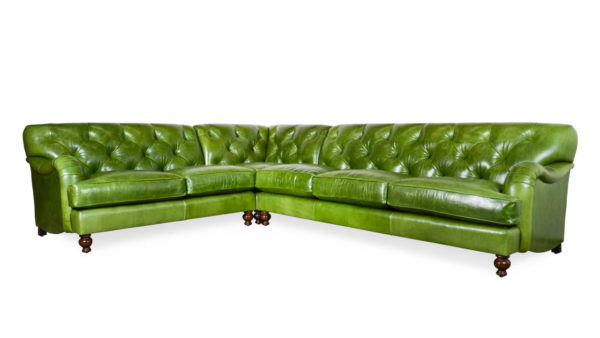 Eastover Square L Leather Sectional 129 x 102 x 42 Mont Blanc Evergreen by COCOCO Home