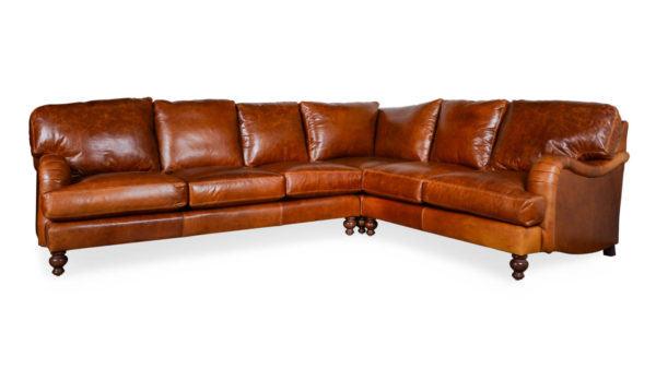 English Arm Pillowback Square L Leather Sectional 120 x 96 x 42 Mont Blanc Caramel by COCOCO Home