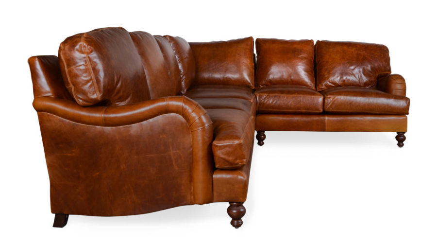 English Arm Pillowback Square L Leather Sectional 120 x 96 x 42 Mont Blanc Caramel by COCOCO Home