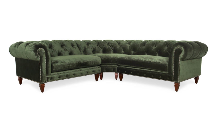 Soho Chesterfield Radius Corner Fabric Sectional 105 x 105 x 42 Milan Kale by COCOCO Home