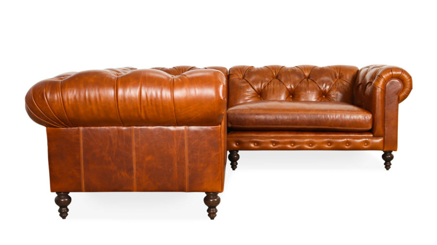 Soho Chesterfield Square Corner Leather Sectional 97 x 97 x 42 Mont Blanc Caramel by COCOCO Home