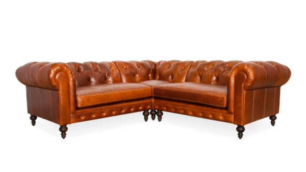 Soho Chesterfield Square Corner Leather Sectional 97 x 97 x 42 Mont Blanc Caramel by COCOCO Home