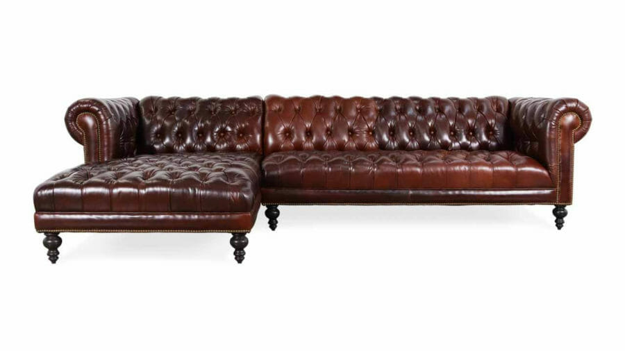 Chelsea Chesterfield Single Chaise Leather Sectional 121 x 38 x 72 Mont Blanc Bourbon 1 1