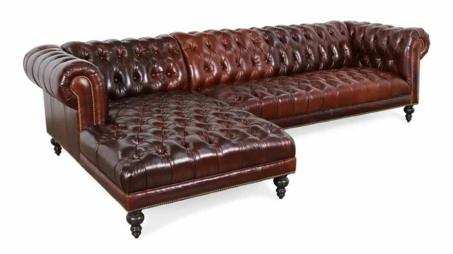Chelsea Chesterfield Single Chaise Leather Sectional 121 x 38 x 72 Mont Blanc Bourbon 3 1