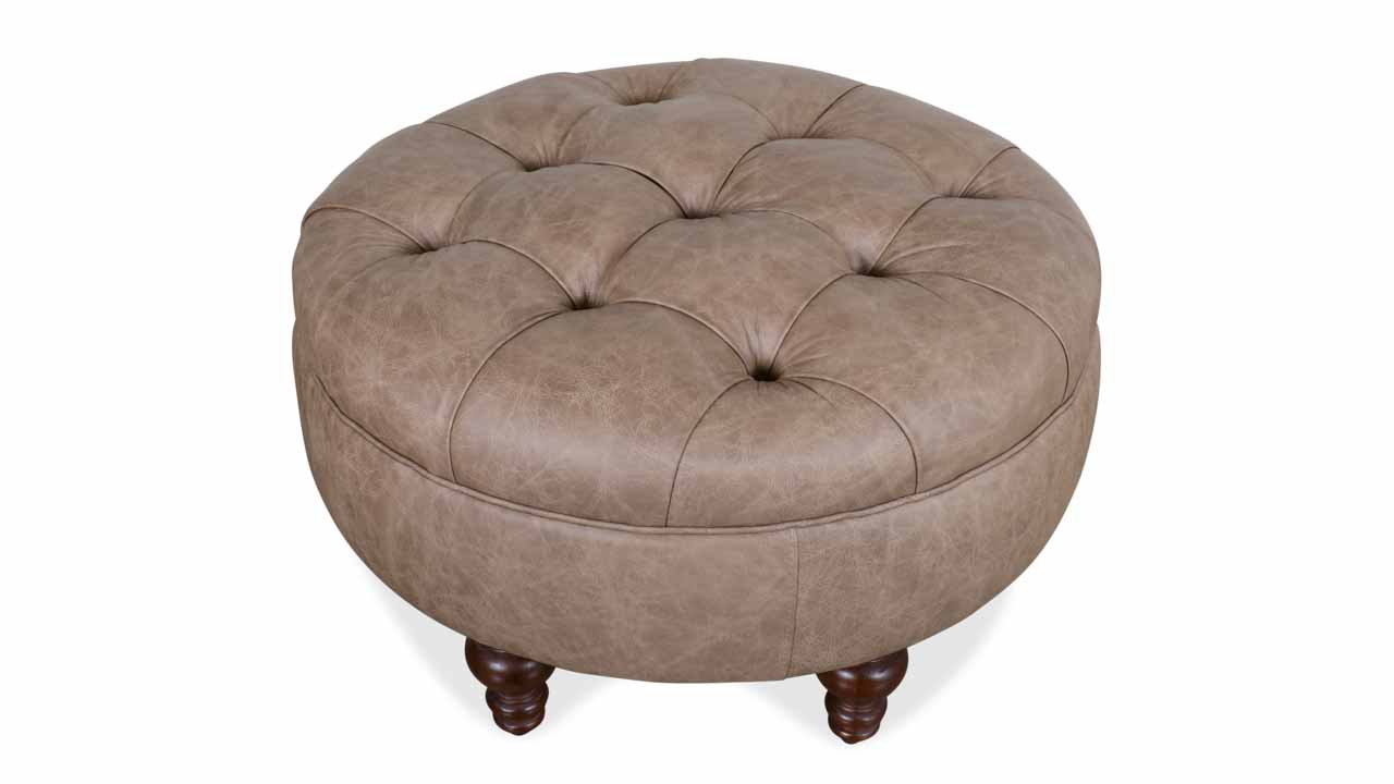 Leather Circle Ottoman, Round Leather Ottoman