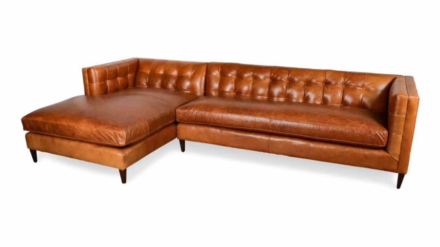 Arden Single Chaise Leather Sectional 121 Echo Cognac 1 1