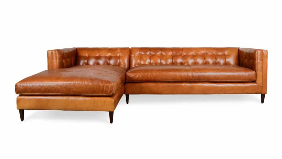 Arden Single Chaise Leather Sectional 121 Echo Cognac 2 1