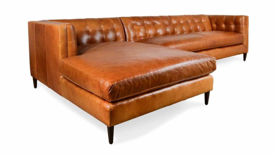 Arden Single Chaise Leather Sectional 121 Echo Cognac 4 1