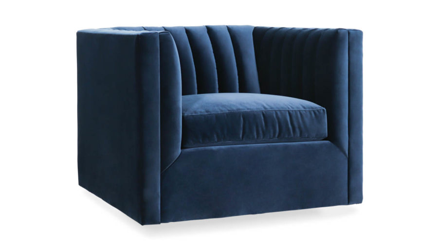 Clark Fabric Swivel Chair 37 x 35 Como Indigo by COCOCO Home