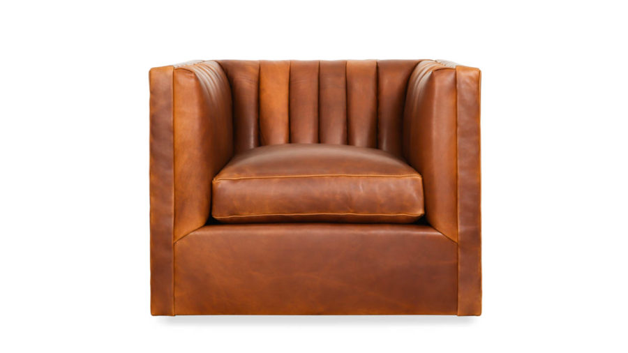Clark Leather Swivel Chair 37 x 35 Ellis Cypress by COCOCO Home