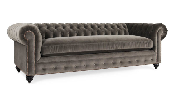 Classic Chesterfield Fabric Sleeper Sofa 96 x 42 Cannes Dark Grey