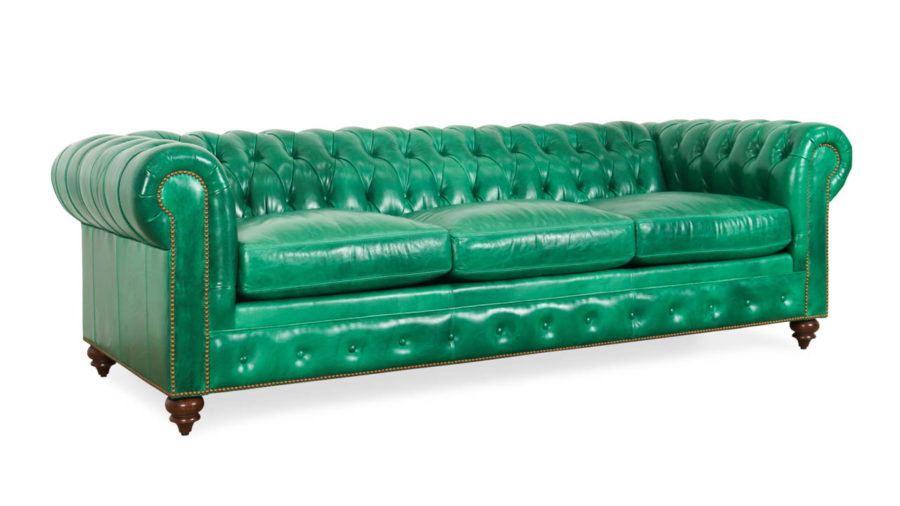 Classic Chesterfield Leather Sleeper Sofa 96 x 42 Mont Blanc Emerald by COCOCO Home