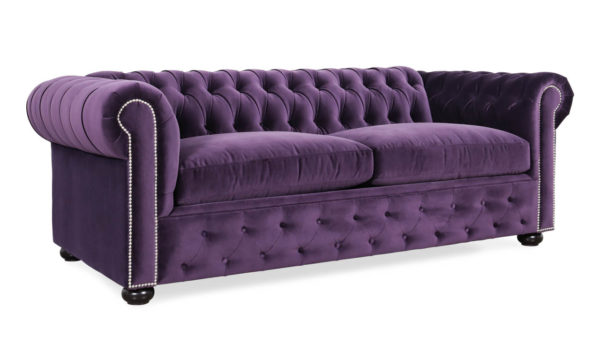 Traditional Chesterfield Fabric Sleeper Sofa 85 x 42 Como Deep Purple by COCOCO Home