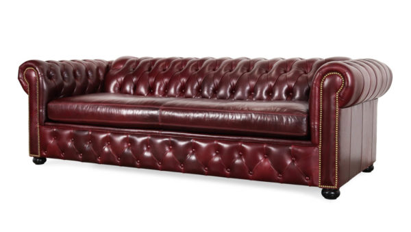 Traditional Chesterfield Leather Sleeper Sofa 96 x 42 Echo Garnet by COCOCO Home