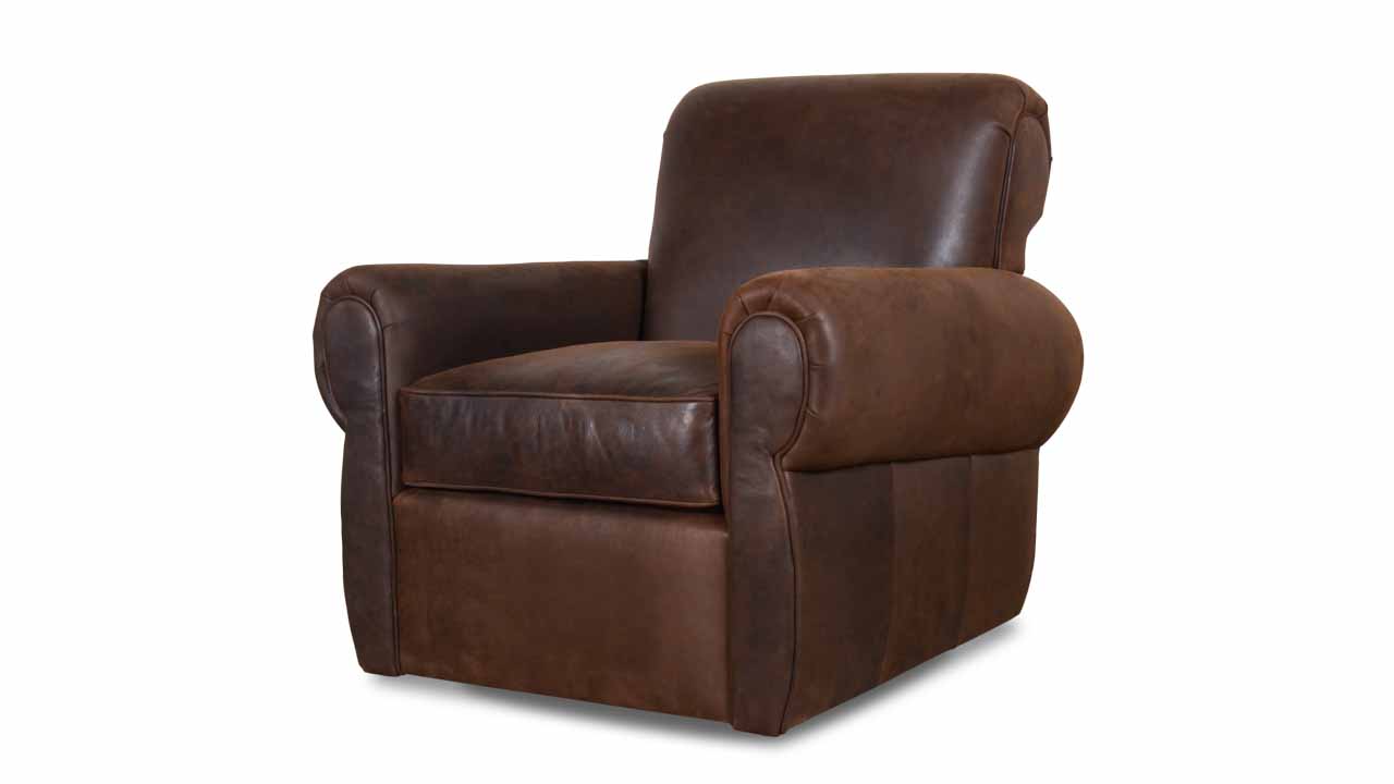 Club Classic Leather Swivel Chair Burnham Molasses