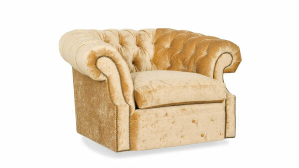 Biltmore Chesterfield Fabric Swivel Chair 48 x 40 Milan Antique Gold 3 1