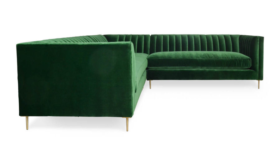Clark Square Corner Fabric Sectional 100 x 100 Como Emerald by COCOCO Home