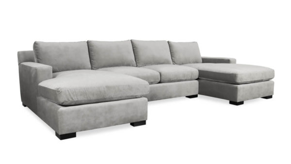 Durham Double Chaise Fabric Sectional 135 x 42 x 72 Como Grey Cloud by COCOCO Home