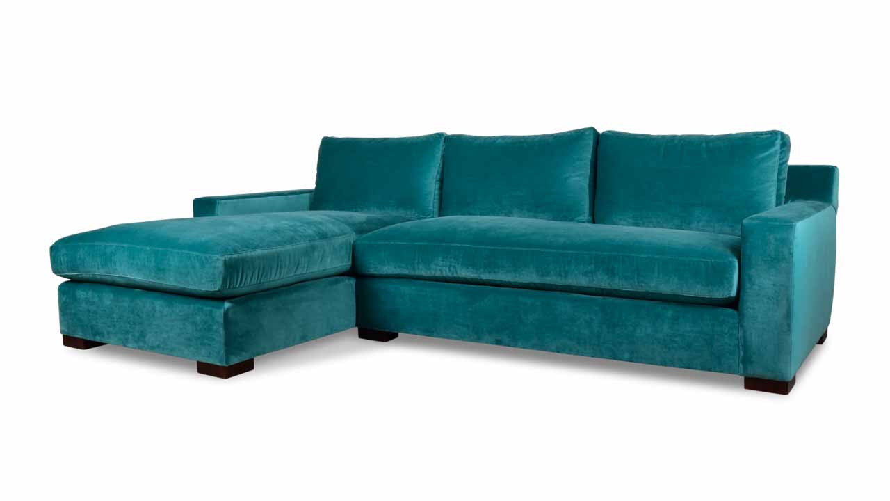 Cococo Home, Contemporary Sectional, Chaise Sectional,Durham Single Chaise Fabric Sectional 114 x 42 Como Bluestone