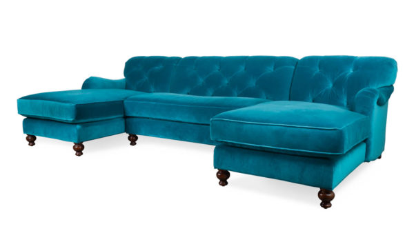 Eastover Double Chaise Fabric Sectional 120 x 42 Como Cyan by COCOCO Home