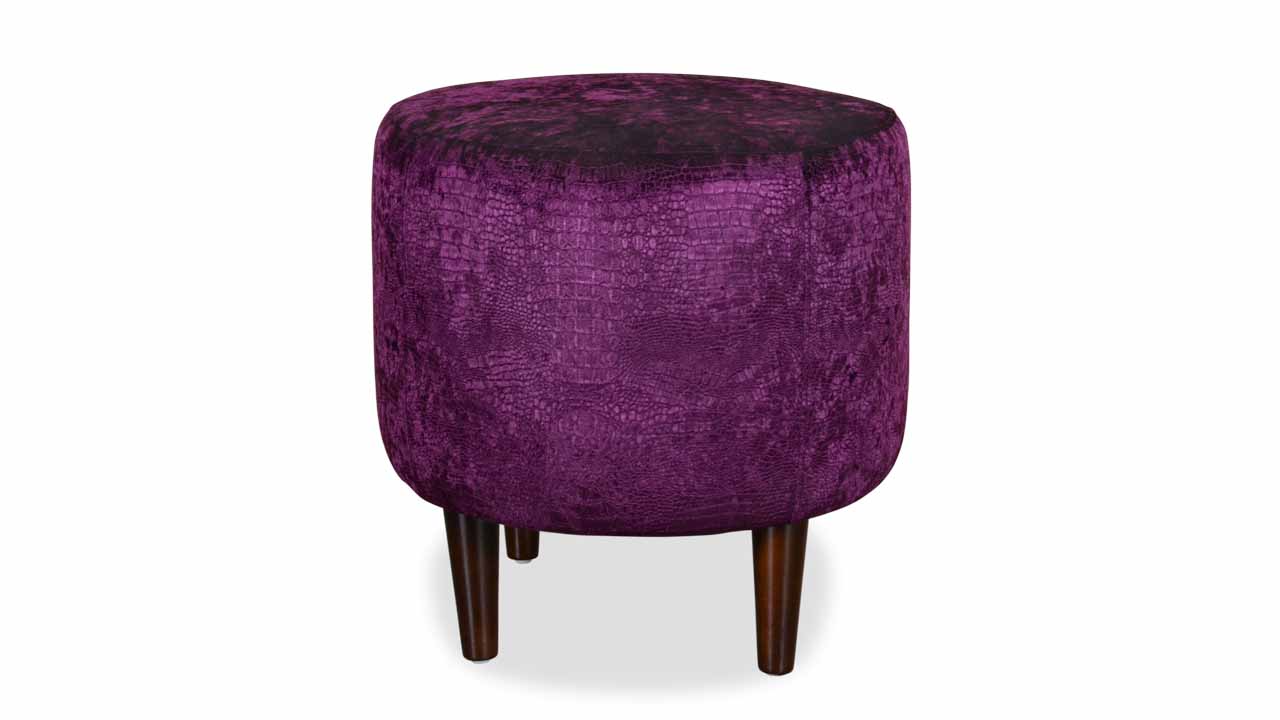 Garner Round Fabric Ottoman in COM Purple