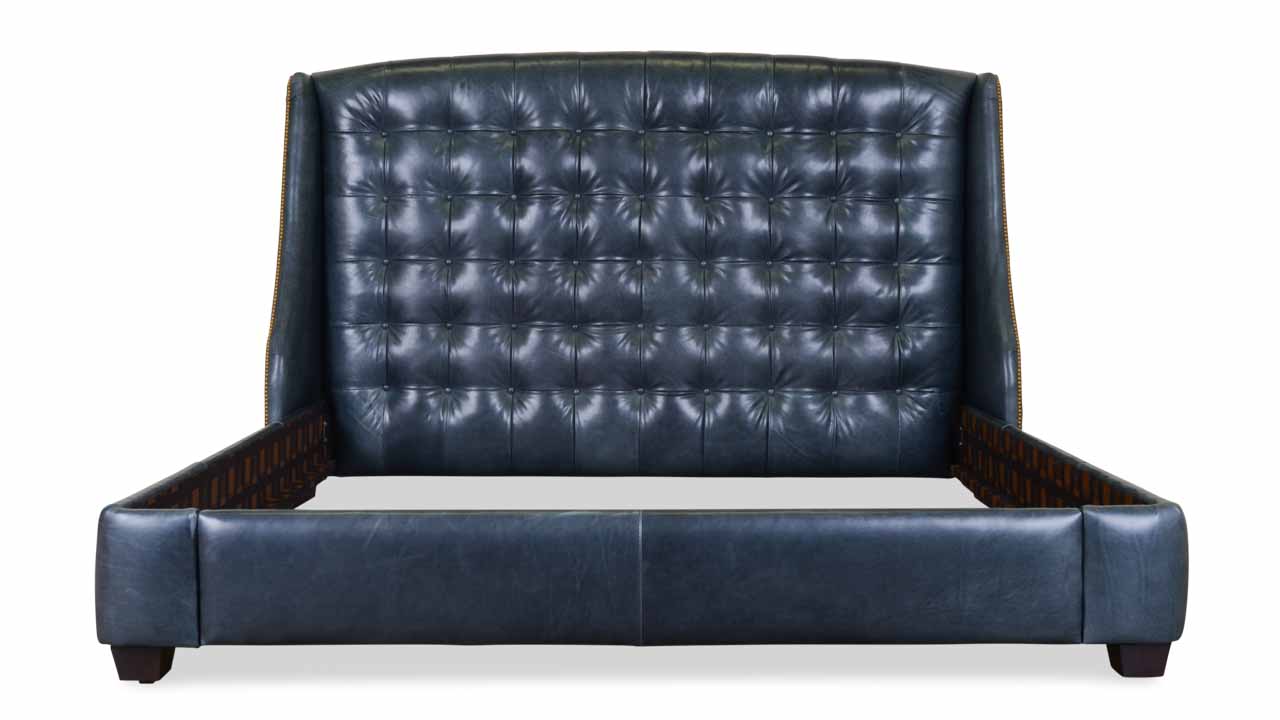 Morrison Tufted Leather Bed Renegade Blue Dream