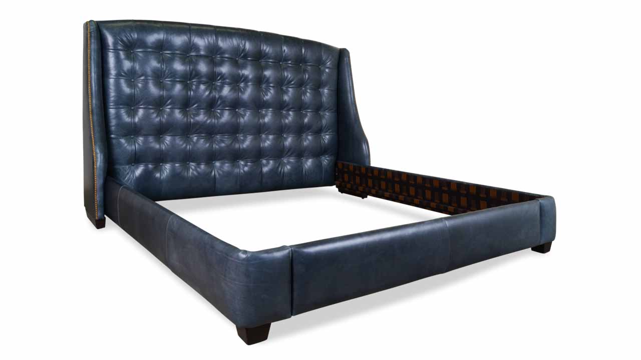 Morrison Tufted Leather Bed Renegade Blue Dream