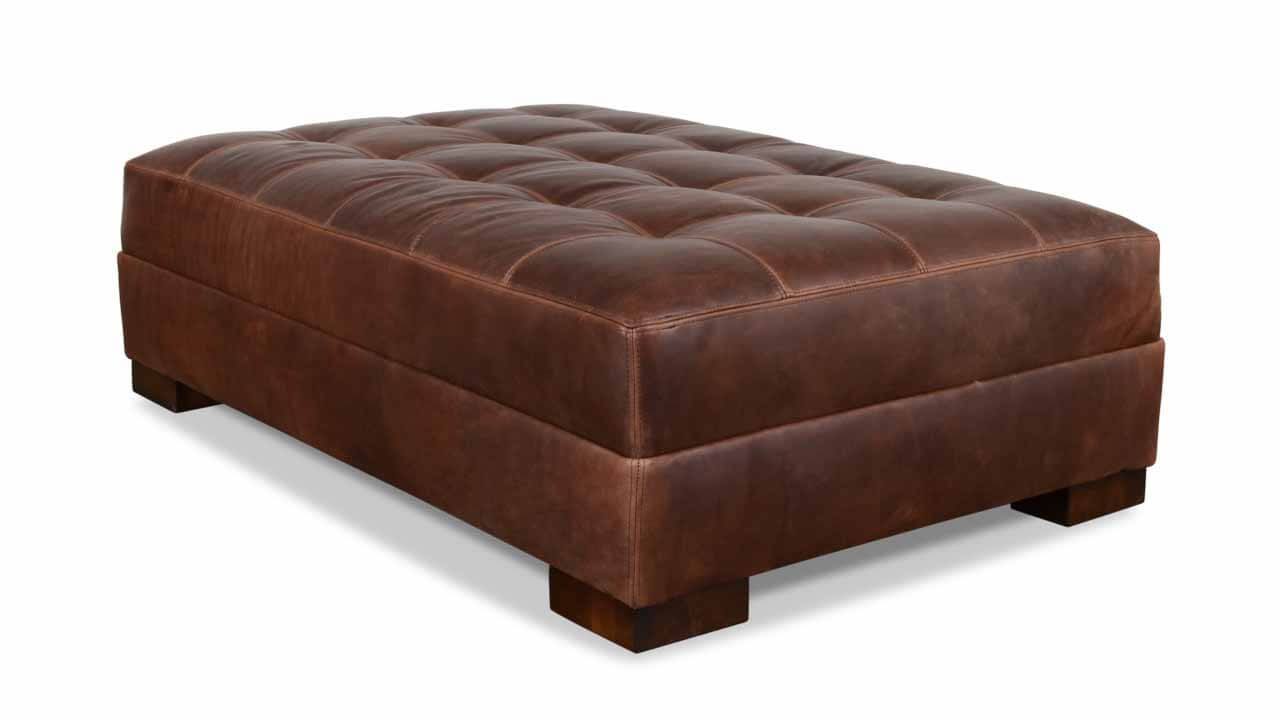 Cococo Home Norris Leather Ottoman, Leather Ottoman Brown