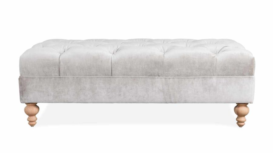 Soho Chesterfield Rectangle Fabric Ottoman 54 x 30 Milan Shadow by COCOCO Home