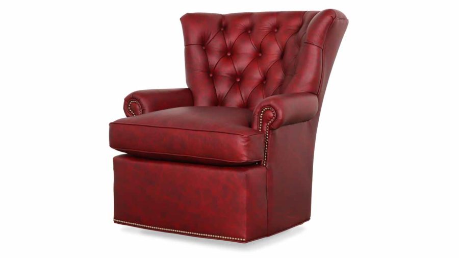 Blanton Leather Swivel Chair 34 x 38 Saloon Oxblood