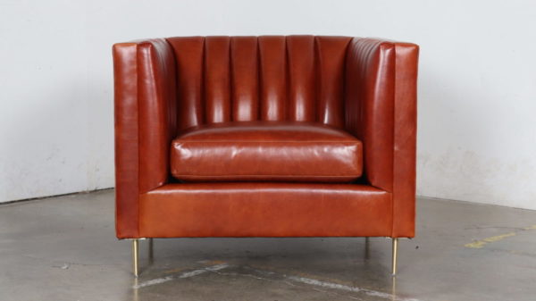 Moore and Giles, Cococo Home, Echo Cognac, Leather Chair, Modern Leather Chair, Brass Legs, Tufted Chair