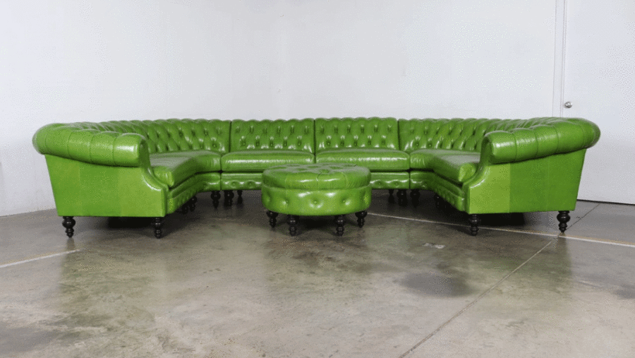 Biltmore Chesterfield U Sectional in Absolute Kiwi