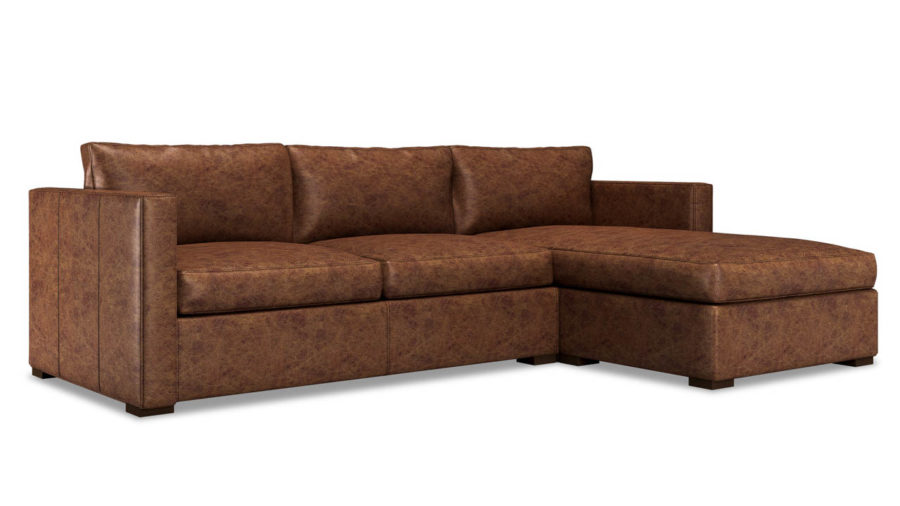 Geist Single Chaise Leather Sectional Saloon Whiskey