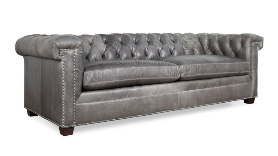 Lennox Chesterfield Leather Sleeper Sofa 98 x 42 Berkshire Pewter