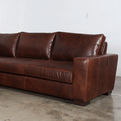 Monroe 110 x 110 Square Corner Leather Sectional Bristol Molasses 8770 3
