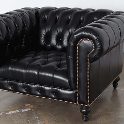 Chelsea Chesterfield Chair 49 x 42 Leather Mont Blanc Midnight no 12 nails 8746 2