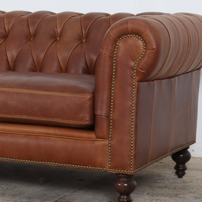 Classic Chesterfield Leather Sofa 85 x 25 seat brooklyn Profile Ellis Cypress 37 nails 3
