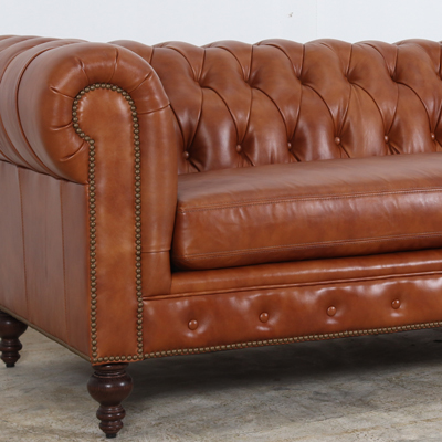 Classic Chesterfield Leather Sofa 91 x 38 Belmont Caramel 8500 walnut 4